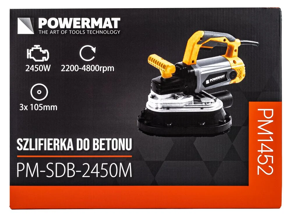 Masina pentru slefuit beton PM-SDB-2450M, 2450 W, Powermat PM1452