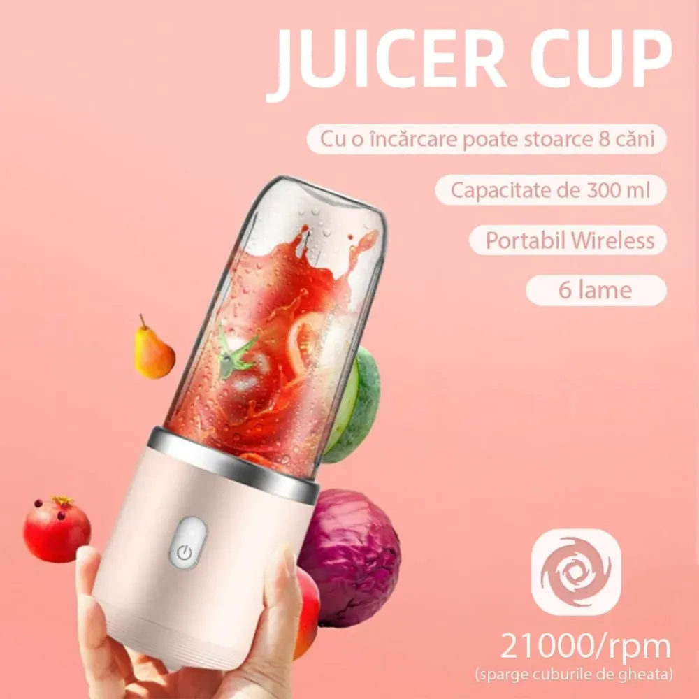Mini blender electric, compact, multifunctional, smoothie, legume si fructe