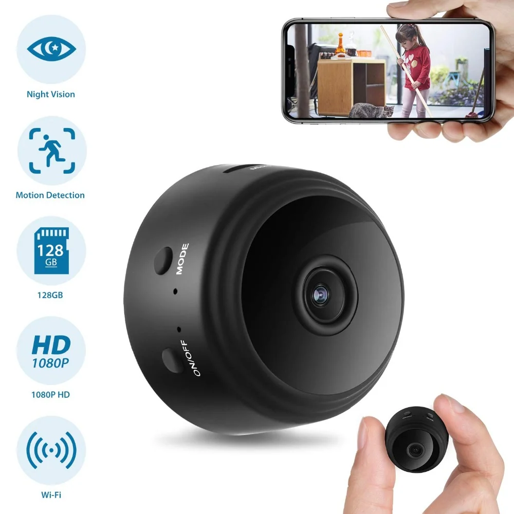 Mini cameră de supraveghere, WiFi, supraveghere live, înregistrare zi și noapte