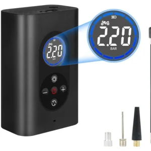 Mini compresor compact, portabil cu acumulator reincarcabil, LED, accesorii