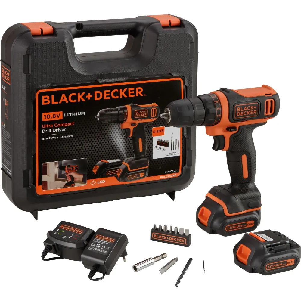 Şofer de găurit Black+Decker BDCDD12KB-QW 10.8V 1.5Ah