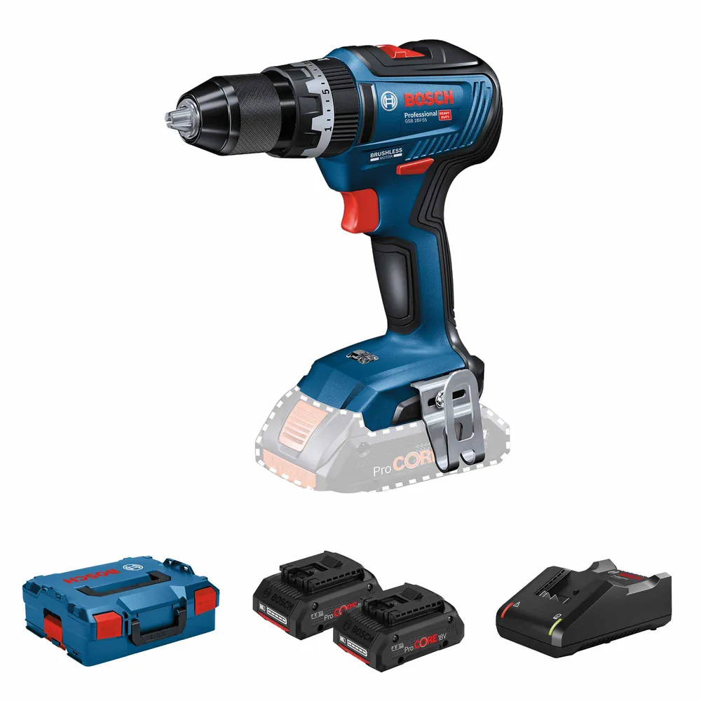 Şofer de găuritor Bosch GSB 18V-55 4Ah ProCORE