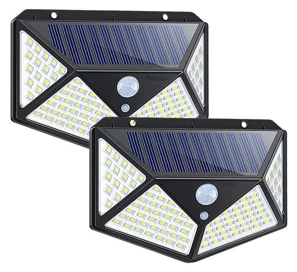 Pachet promo: Set 4 x Lampa 100 LED cu panou solar+lanterna frontala cu senzor
