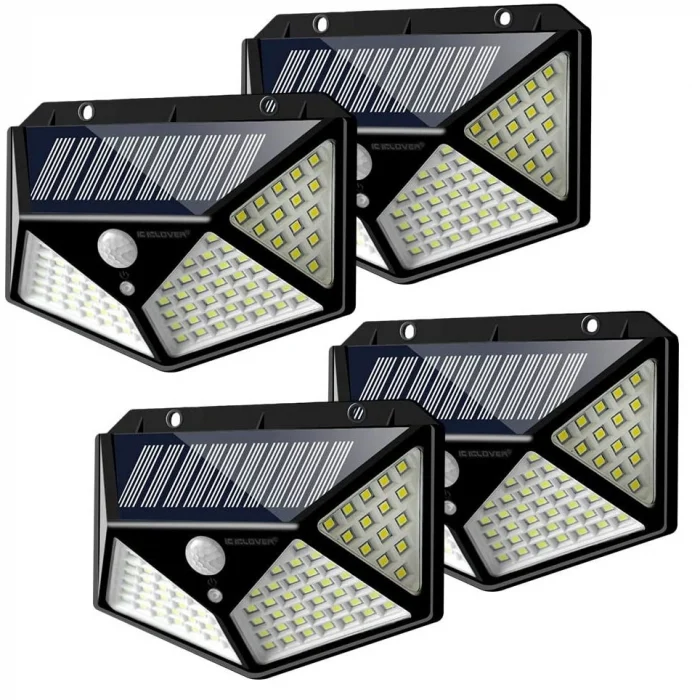 Pachet promo: Set 4 x Lampa 100 LED cu panou solar+lanterna frontala cu senzor