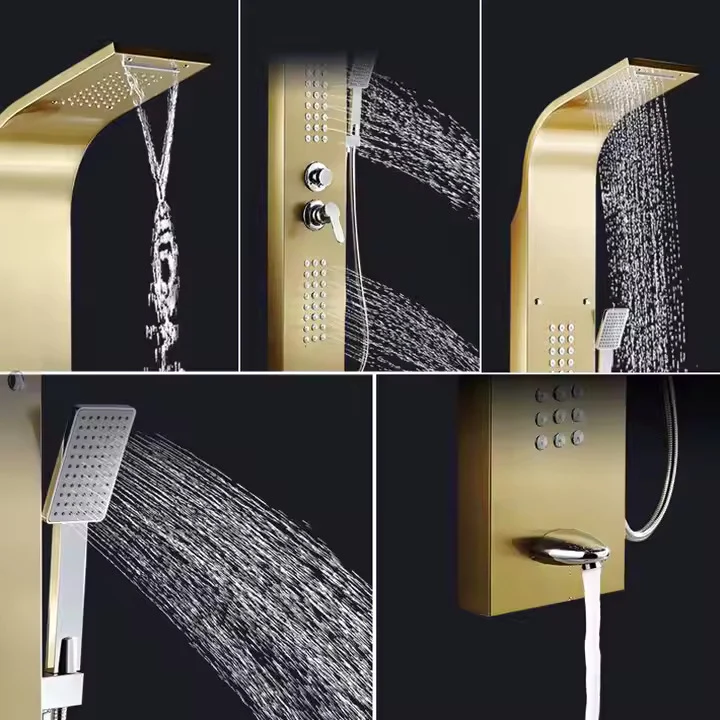 Panou dus hidromasaj inox 5 functii (Auriu)