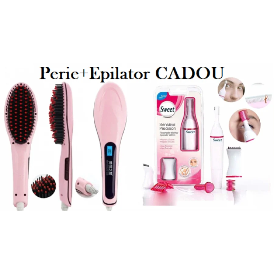 Perie indreptat parul Straight Brush + Epilator multifunctional CADOU