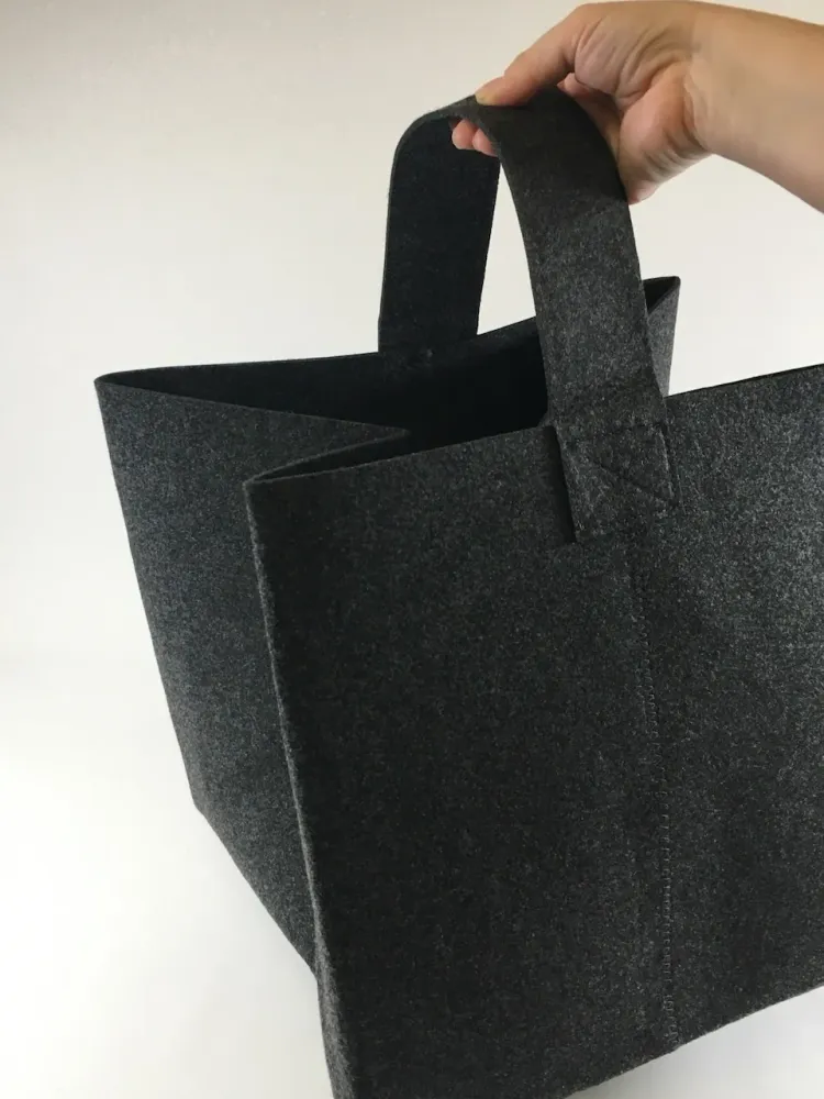 Piață de buzunar pentru lemne de foc din Felt negru 37x34x33cm