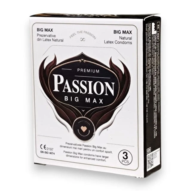 Prezervative PASSION Big Max, 3 bucăți – diametru mare 55 mm, latex natural, lubrifiate