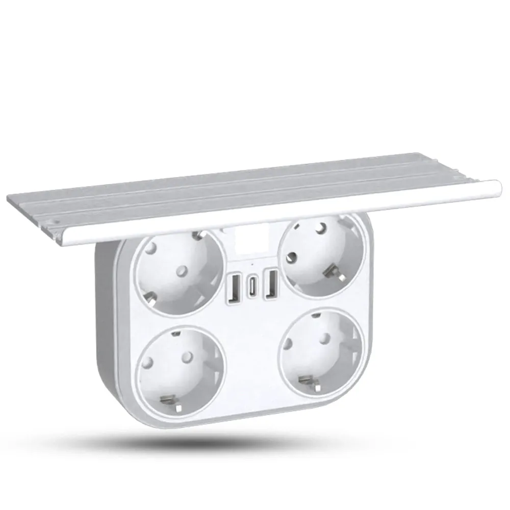 Priza cvadrupla Timebox, 2 x USB, x 1 Type-C, Alb