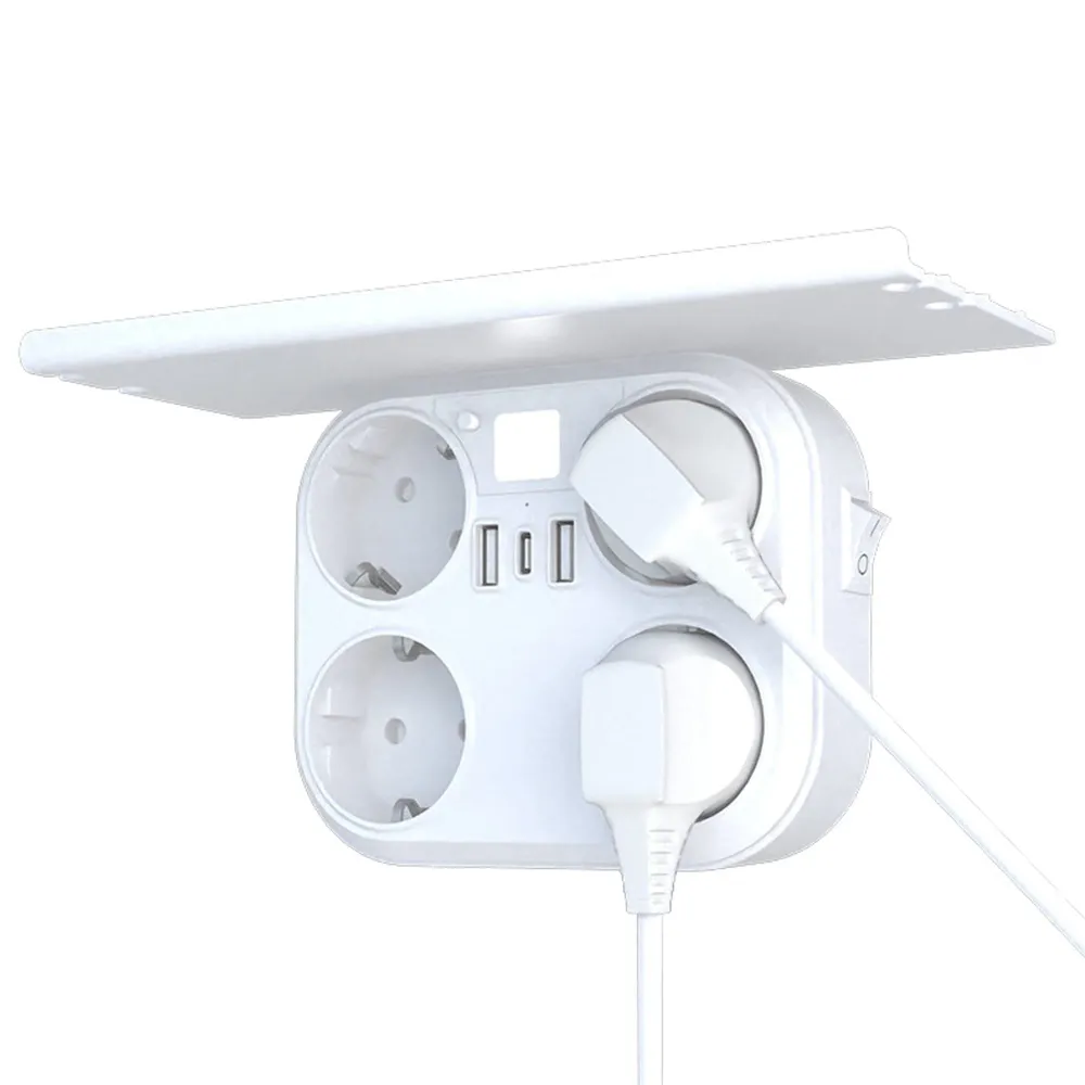 Priza cvadrupla Timebox, 2 x USB, x 1 Type-C, Alb