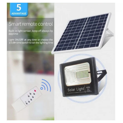 Proiector 25W, cu panou solar, telecomanda si functii multiple