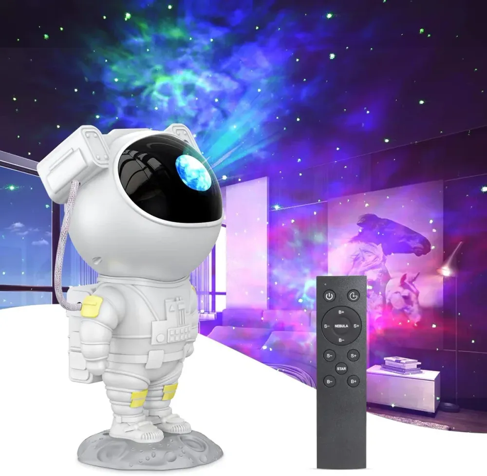 Proiector Forma de Astronaut Permite Proiectarea Stelelor sau Galaxiilor Gonga Alb