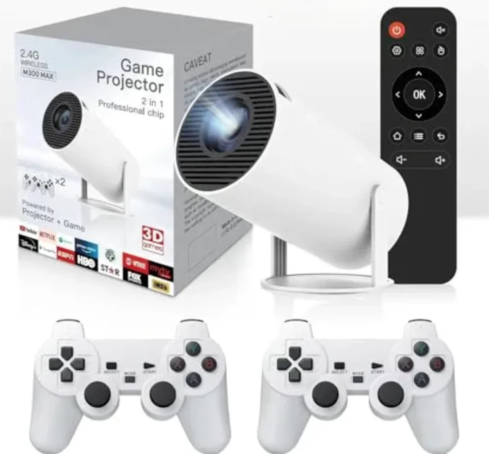 Proiector 4k cu jocuri, manete, 20.000 jocuri, WiFi, BT, Android 13, Cinema, Boxa