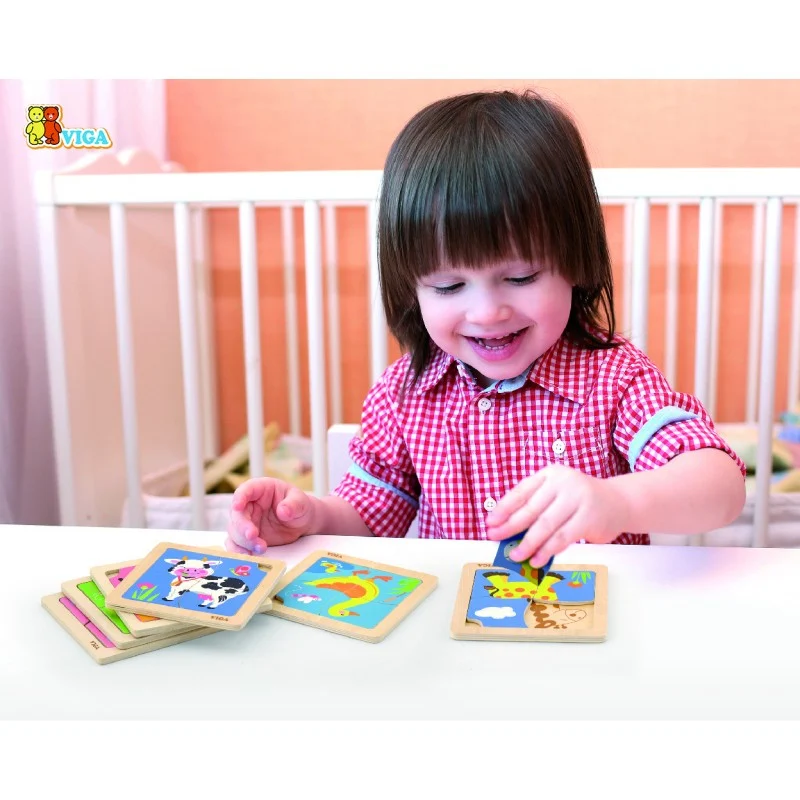 Puzzle din lemn din 4 piese mari - vaca