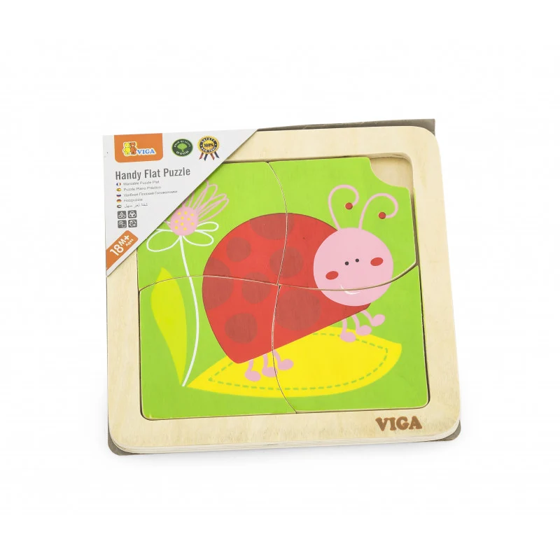 Puzzle din lemn din 4 piese mari, Buburuza, Viga
