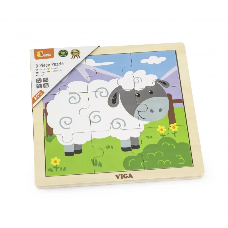 Puzzle din 9 piese mari - oaie, Viga