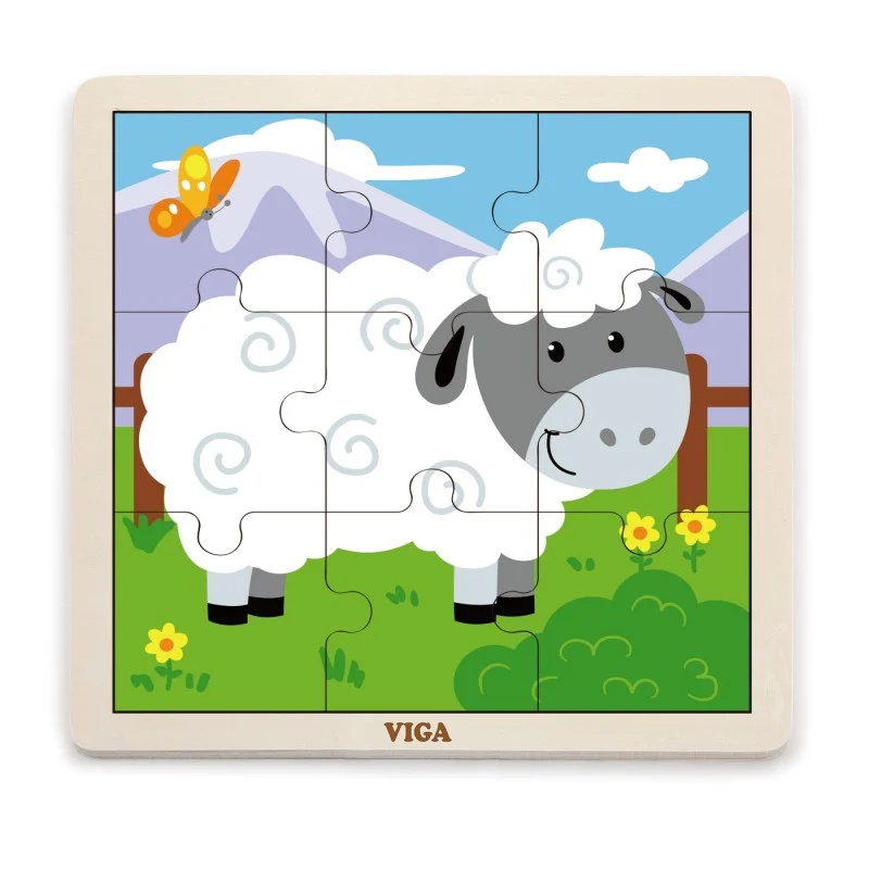 Puzzle din 9 piese mari - oaie, Viga