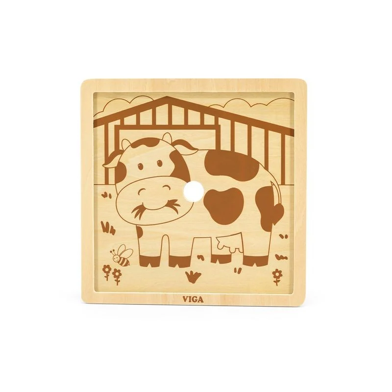 Puzzle din 9 piese mari - vaca, Viga