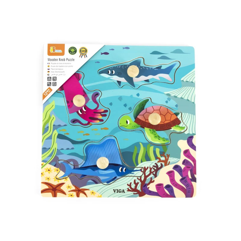 Puzzle cu manere - Animale marine habitat, Viga