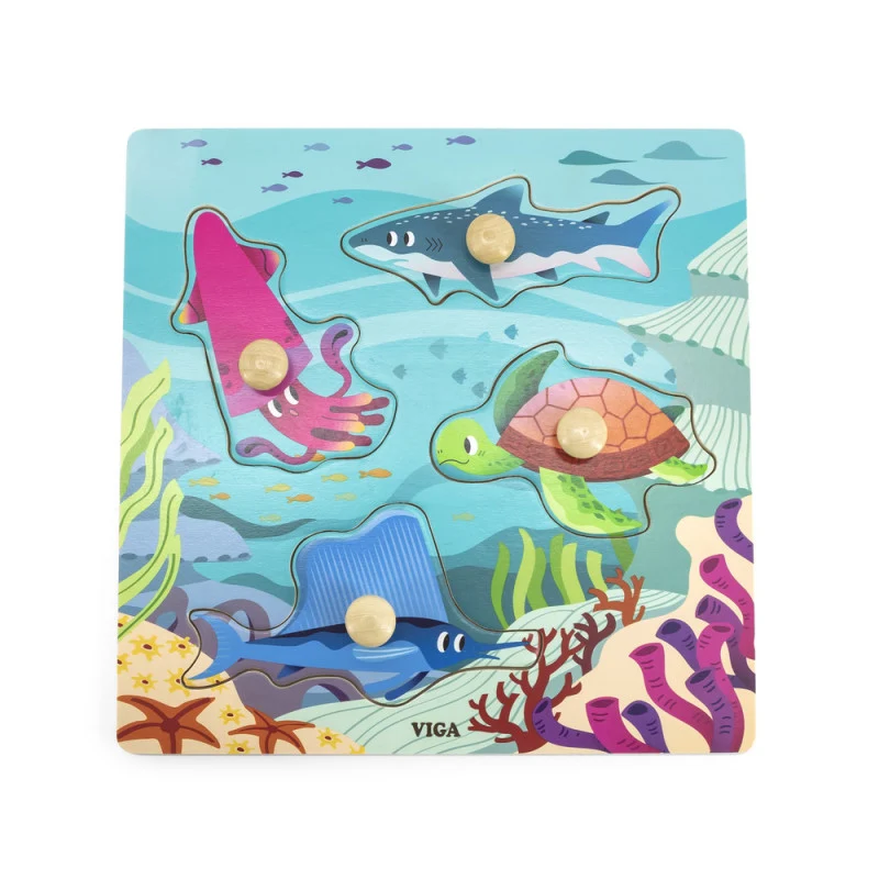 Puzzle cu manere - Animale marine habitat, Viga