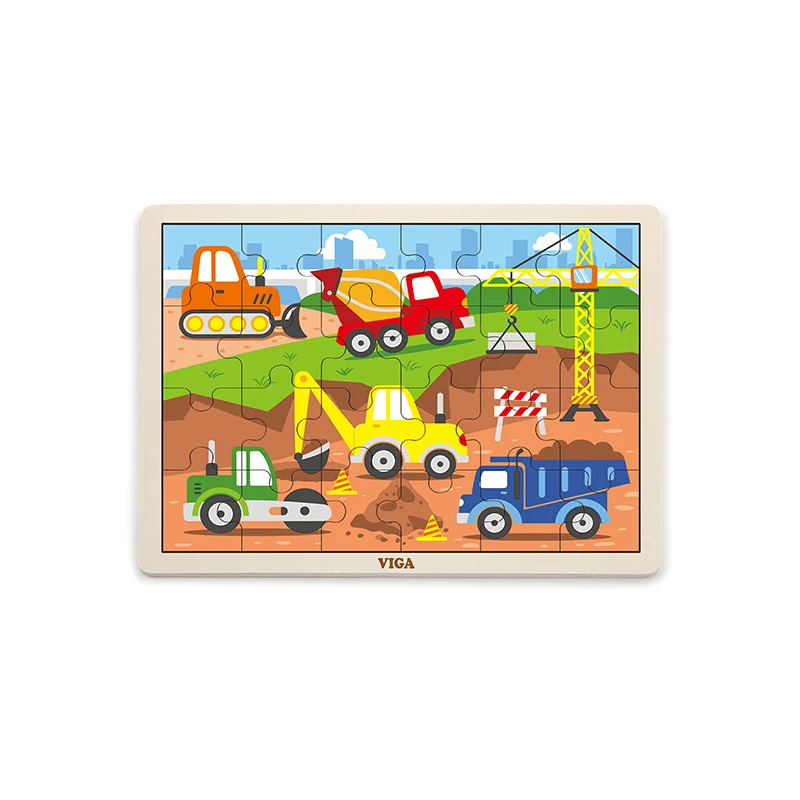 Puzzle Vehicule pentru constructii, 24 piese, Viga