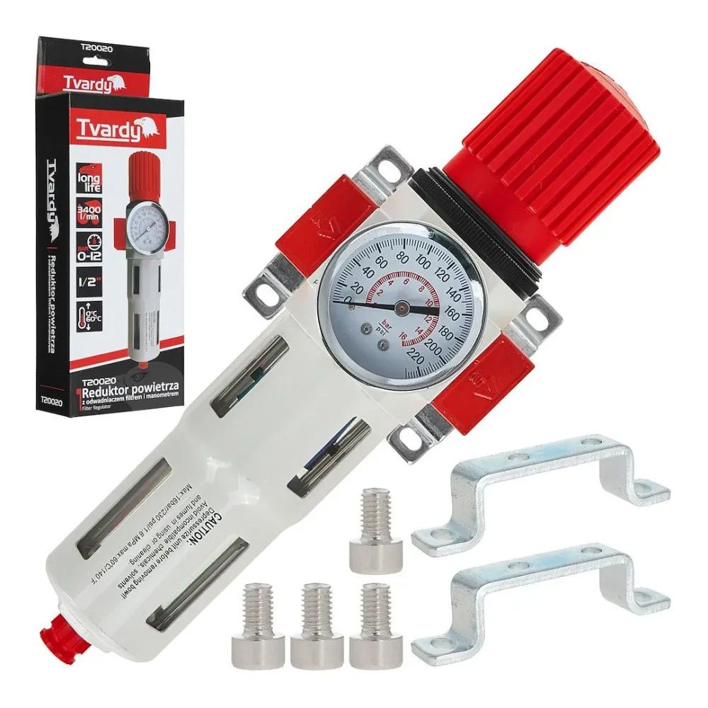 Reductor de aer cu manometru, 1 / 2", Tvardy T20020