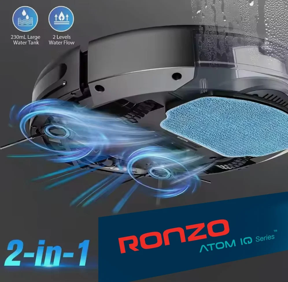 RONZO ATOM IQ Robot de aspirare și curățare podelei cu stație de încărcare