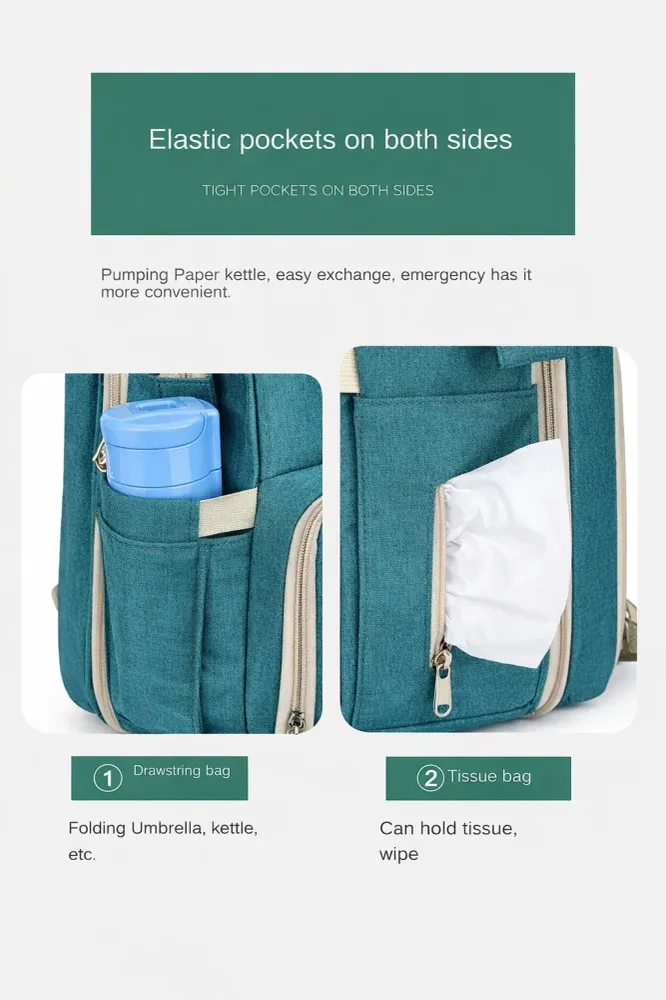 Rucsac multifunctional cu patut pliabil si baza de schimbat, compartimente multiple