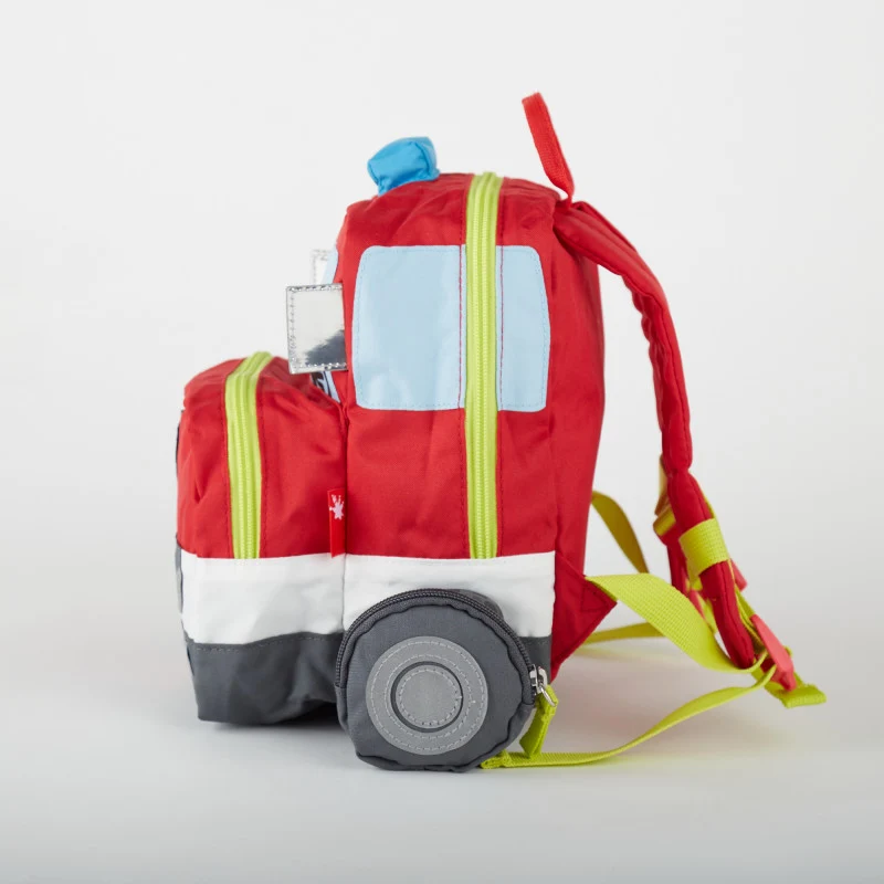 Rucsac pentru copii Masina de pompieri cu roti si detalii 3D, Sigikid