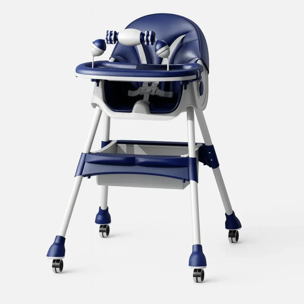Scaun de masa 3 1pentru bebelusi si copii, multifunctional, pliabil albastru