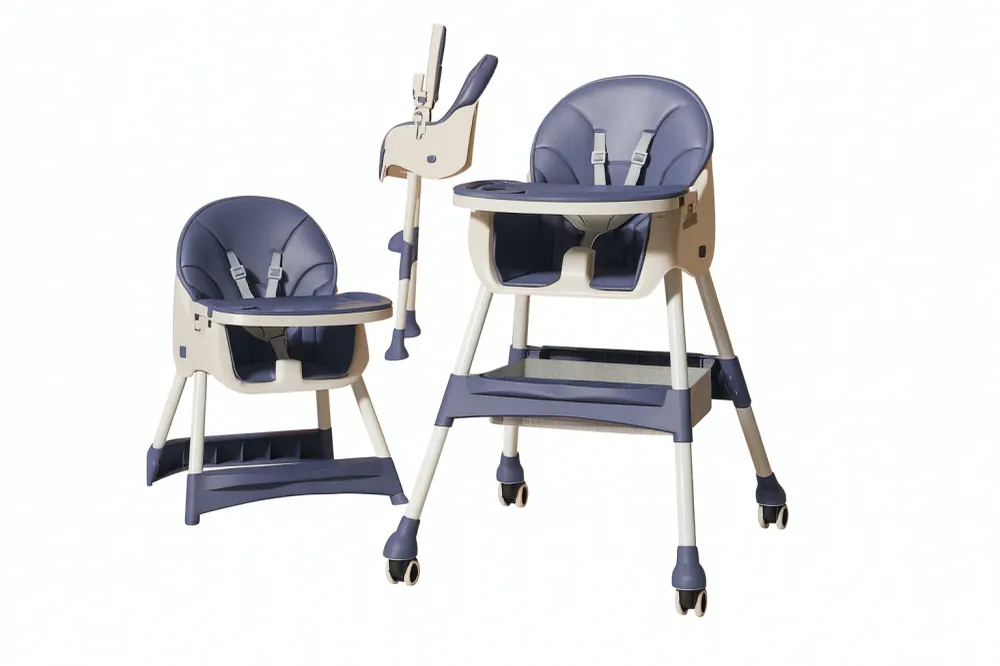 Scaun de masa 3 1pentru bebelusi si copii, multifunctional, pliabil albastru