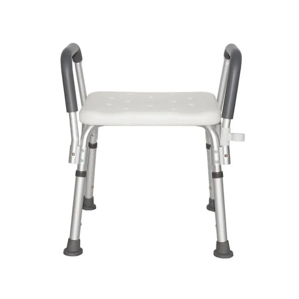 Scaun pentru baie, cu suport brate, ajustabil, alb