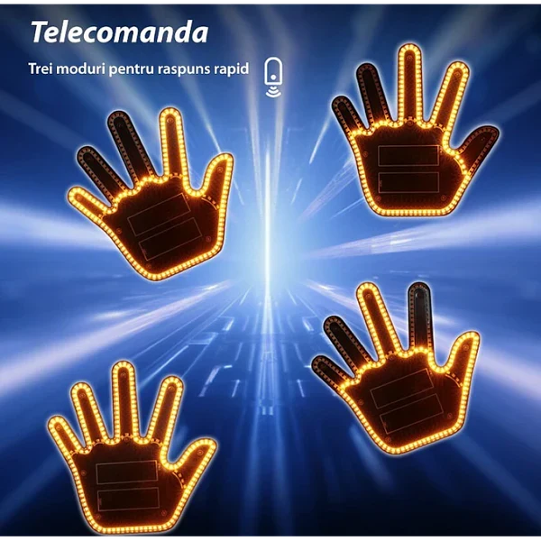 Semn LED auto cu telecomanda design mana 4 moduri efect vizual stralucitor