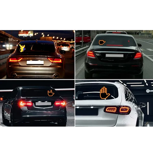 Semn LED auto cu telecomanda design mana 4 moduri efect vizual stralucitor