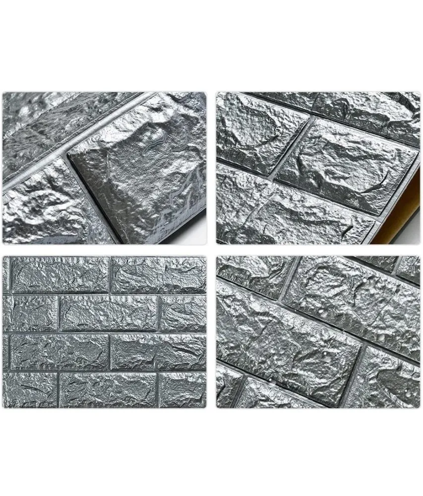 Set 10x Tapet adeziv gri , 77 x 70 cm, spuma moale 3D