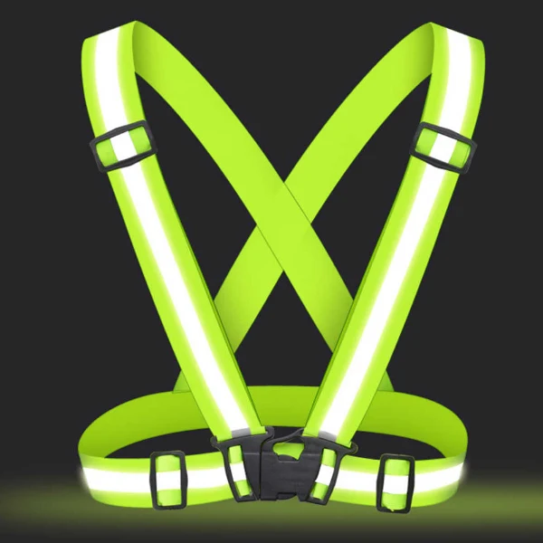 Set 2xham reflectorizant reglabil, banda 5 cm, verde, unisex, universal