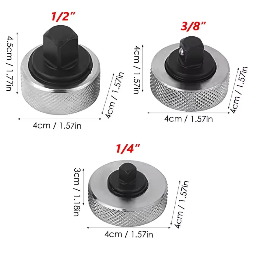 Set 3x adaptor, antrenor chei tubulare, de strans cu degetele (1/2, 1/4, 3/8)