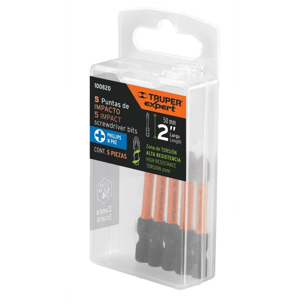 Set biti de impact PH2, 5 piese, 50 mm, Truper Expert