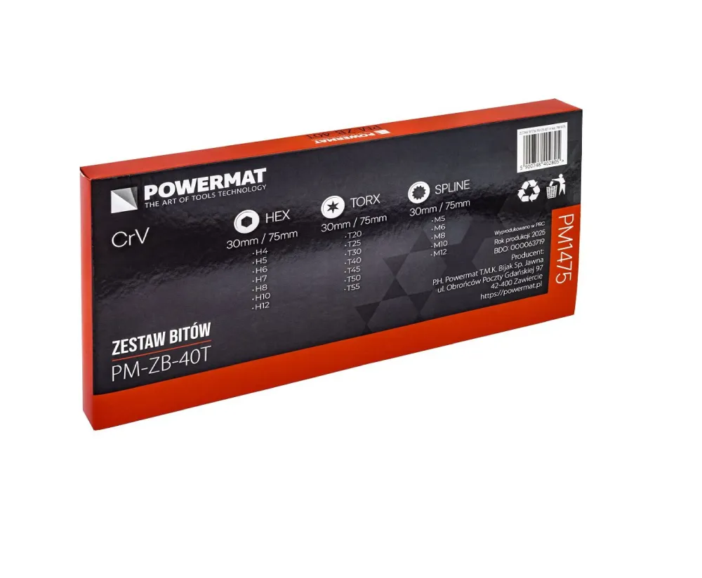 Set biti de impact PM-ZB-40T, 40 bucati, Powermat PM1475