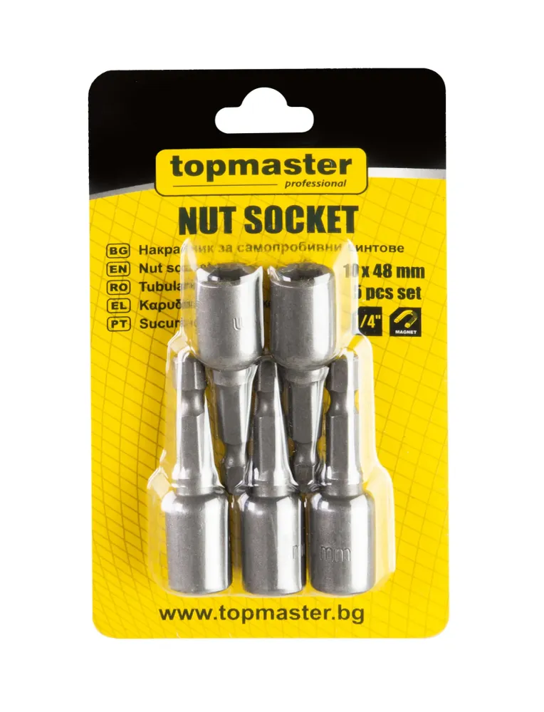 Set biti cu tubulara, 10 x 48 mm, 5 elemente, Topmaster 338623