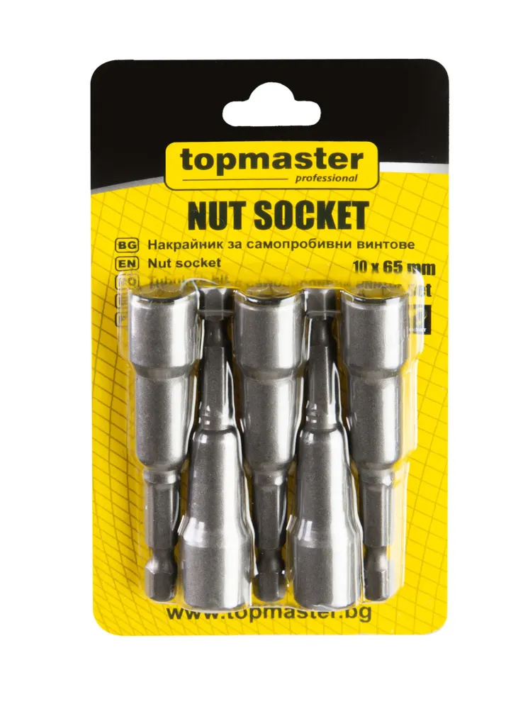 Set biti cu tubulara, 10 x 65 mm, 5 elemente, Topmaster 338624