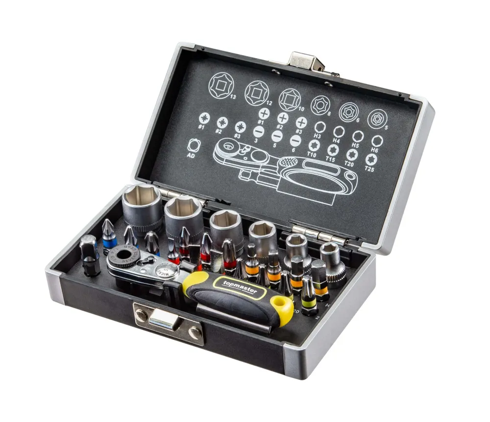 Set biti si tubulare cu clichet, 26 elemente, Topmaster 330157