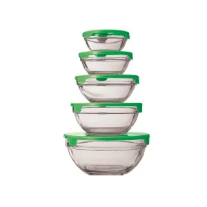 Set 5 boluri de sticla cu capac
