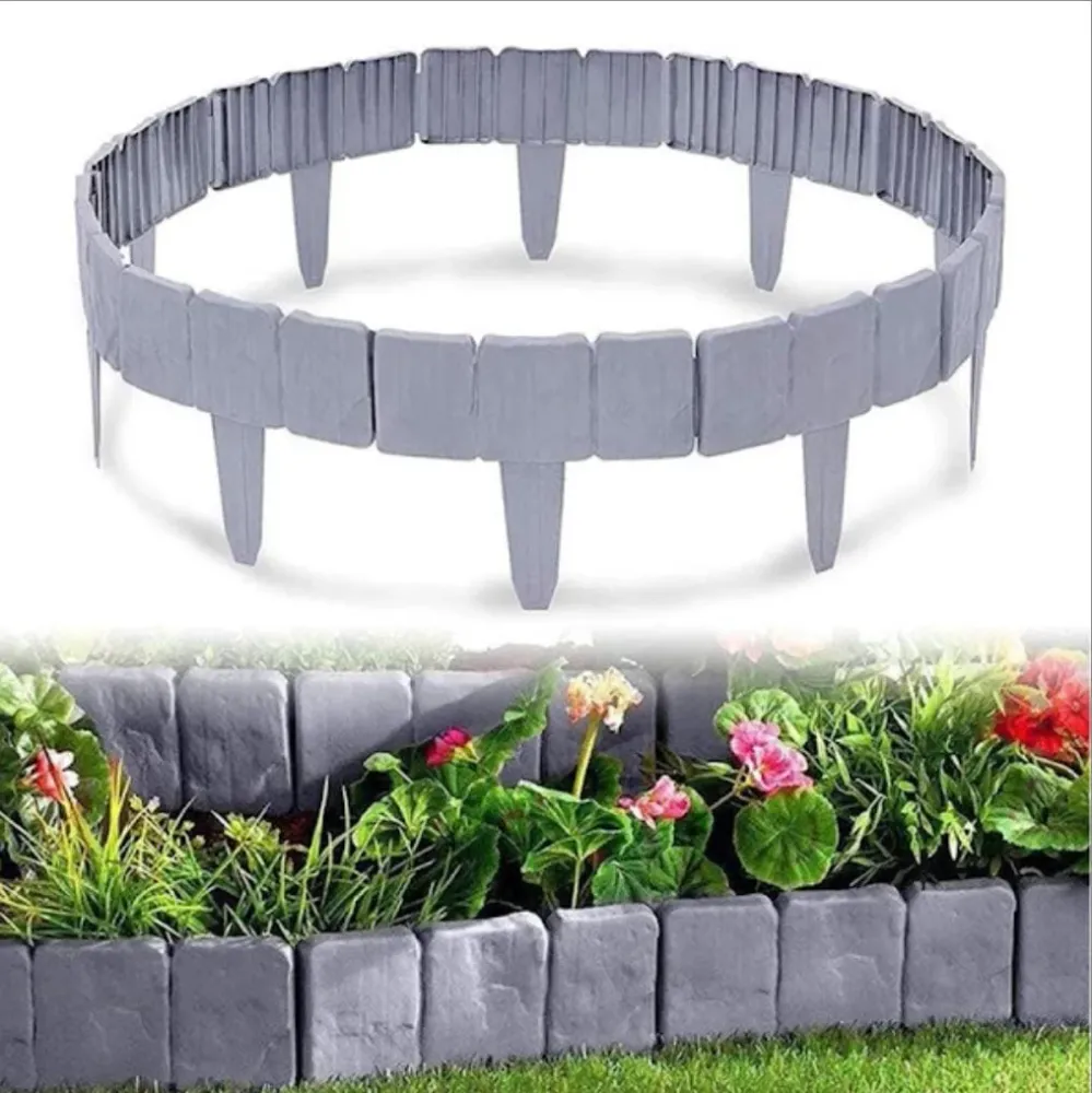 Set 5x Bordura din plastic cu aspect de piatra