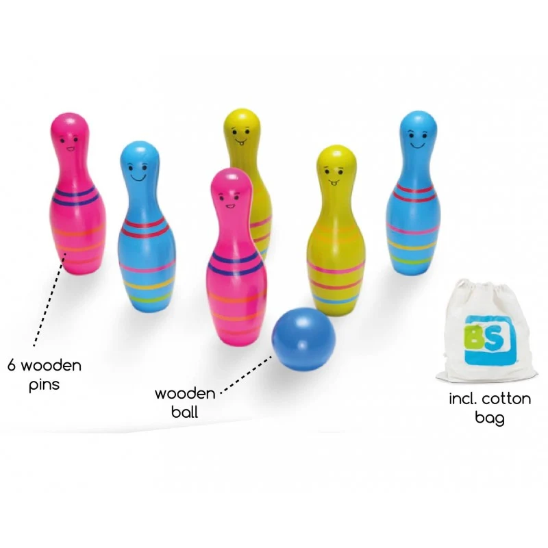 Set de bowling din lemn Skittles Jr., BS Toys