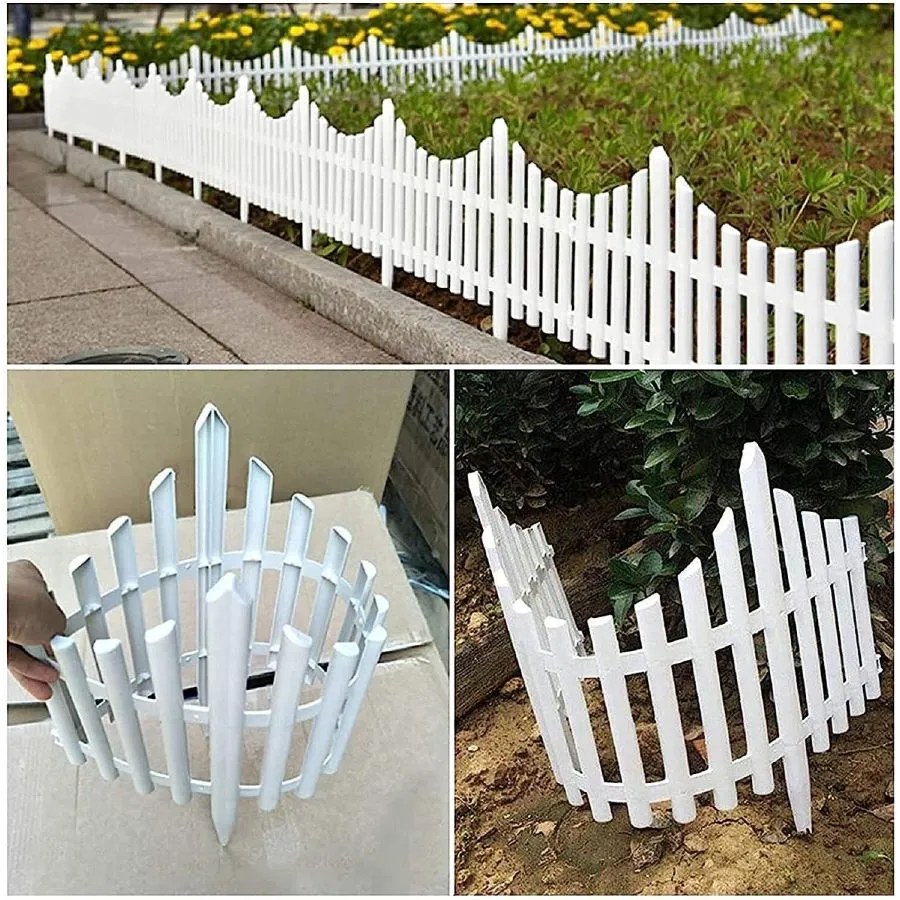 Set 5 bucati gard alb din plastic pentru gradina, gard decorativ