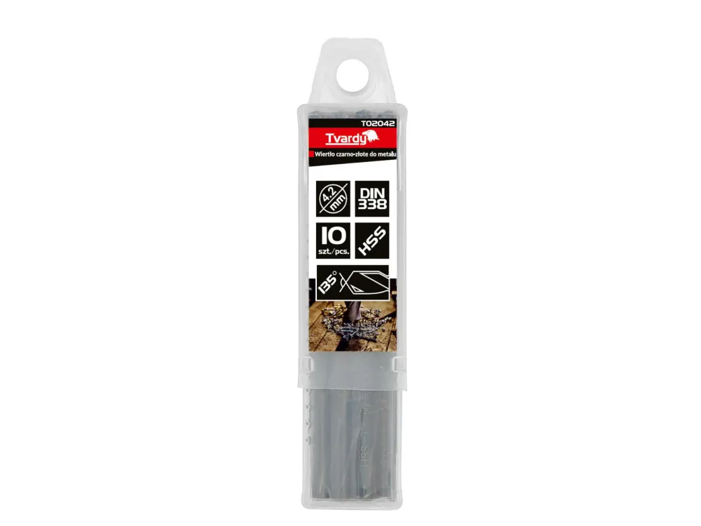 Set burghie HSS pentru metal, 4.20 mm, 10 elemente, Tvardy T02042