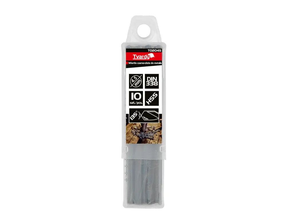 Set burghie HSS pentru metal, 4.50 mm, 10 elemente, Tvardy T02045