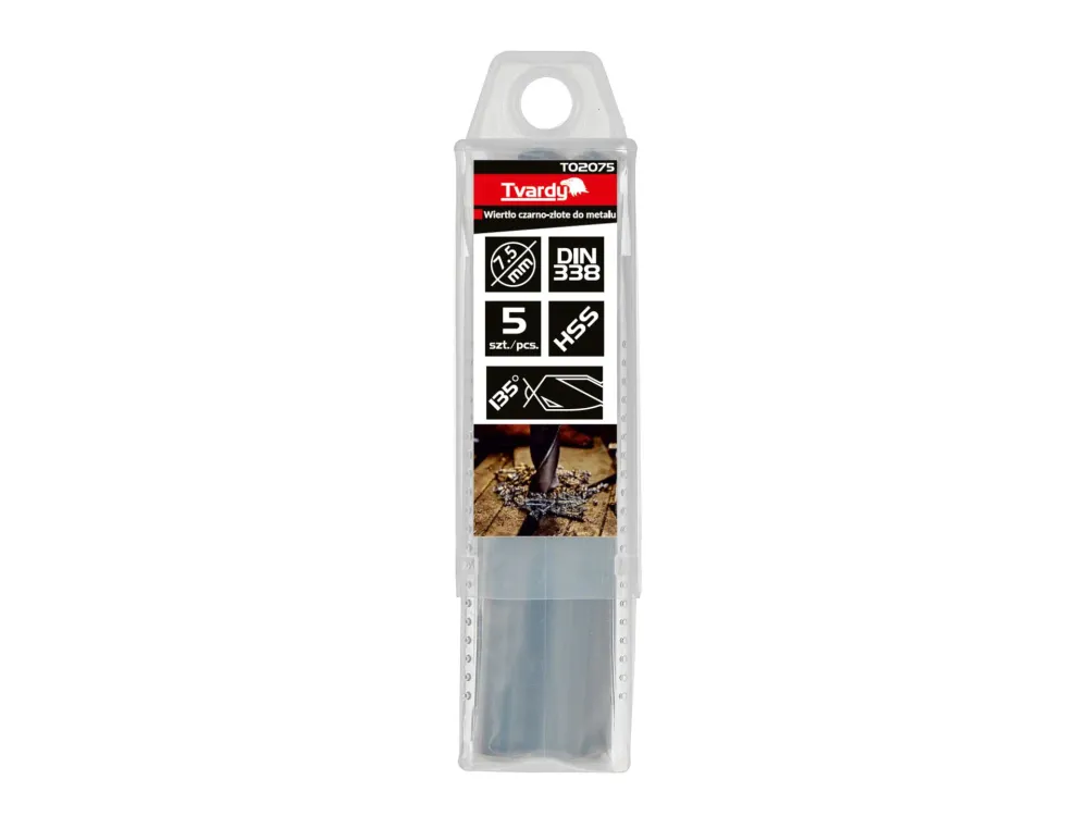 Set burghie HSS pentru metal, 7.50 mm, 5 elemente, Tvardy T02075