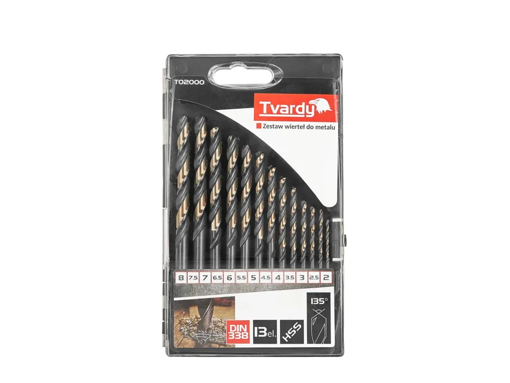 Set burghie pentru metal HSS, 2.0 - 8.0 mm, 13 elemente, Tvardy T02000
